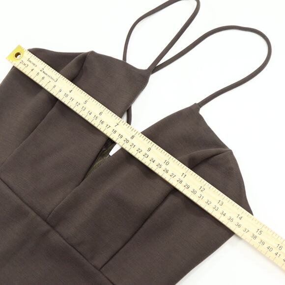 ASTR Strappy Deep V Plunge M Mini Bodycon Dress Dark Gray Stretchy Zip Up Lined - Picture 10 of 10